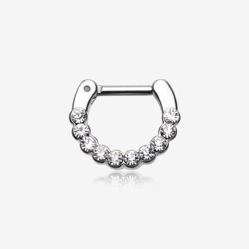 Glistening Multi-Gem Septum Clicker-Clear Gem